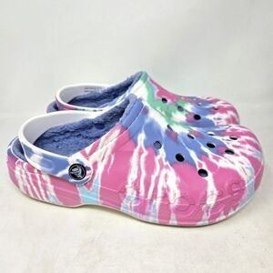 CROCS Classic Lined Multicolored Tie Dye Clogs Unisex Womens 9 Mens 7